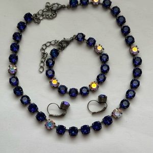 Deep purple Swarovski necklace, bracelet, and pierced earrings.